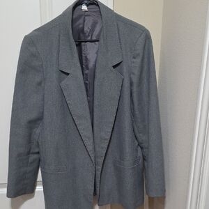 Gray Blazer Structured Suit Jacket